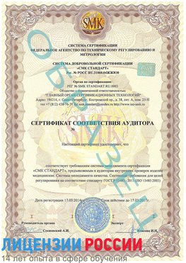 Образец сертификата соответствия аудитора Воскресенское Сертификат ISO 13485